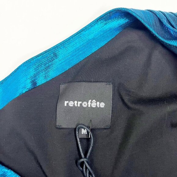 NWT Retrofete Cassia Ruched Cut Out One Shoulder Metallic Cocktail Dress. Size M - Picture 6 of 15